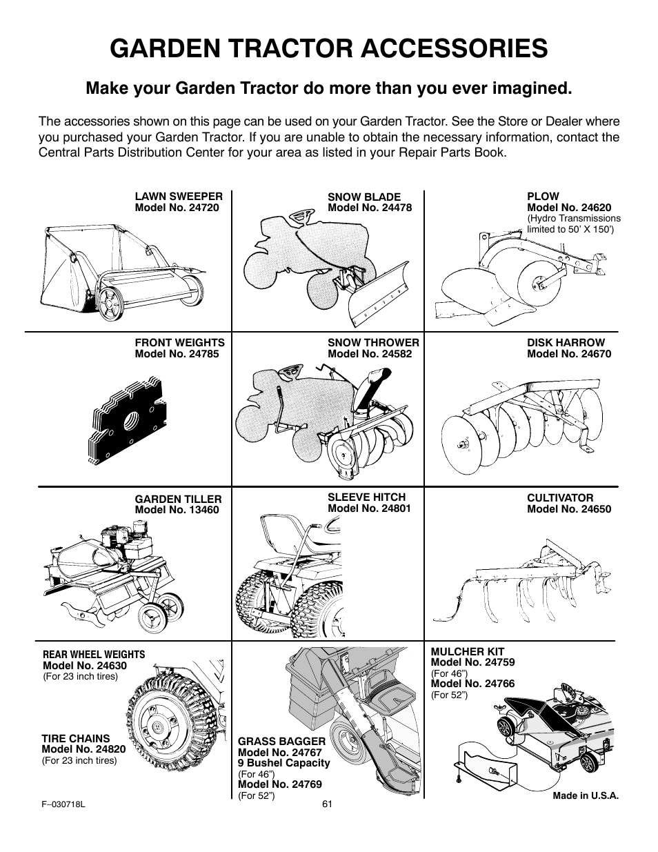 Garden tractor accessories | Murray 461000x8A User Manual | Page 61 / 61