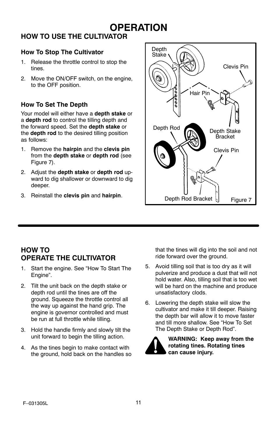 Operation, How to use the cultivator, How to operate the cultivator | Murray 11052x92D User Manual | Page 11 / 28