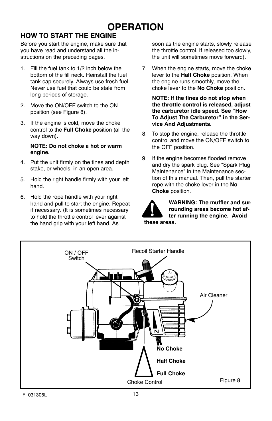 Operation, How to start the engine | Murray 11052x92D User Manual | Page 13 / 28