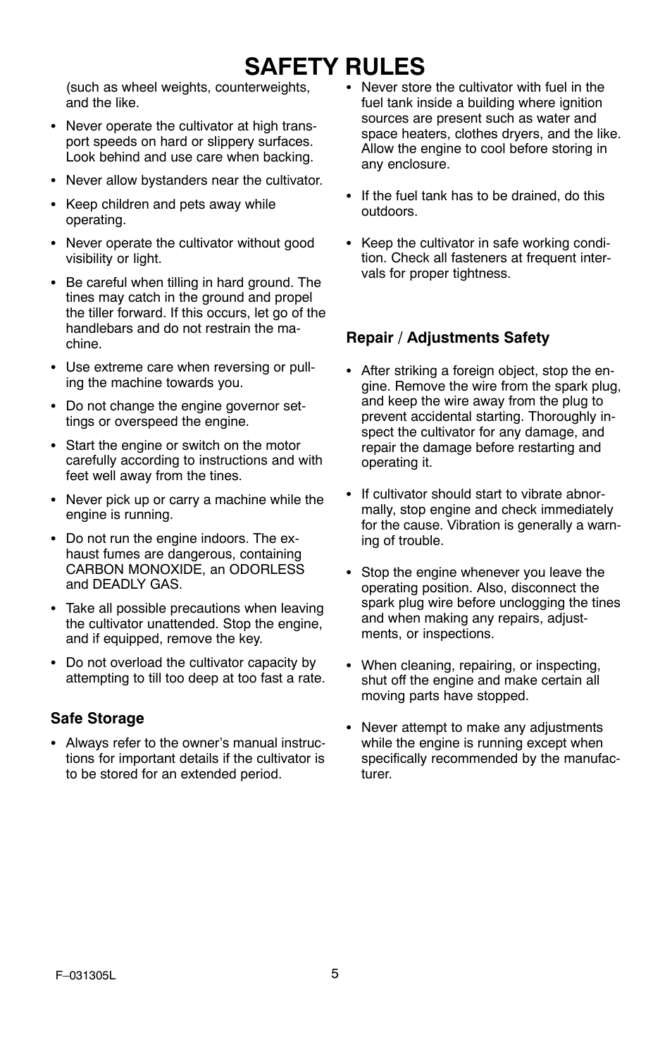 Safety rules | Murray 11052x92D User Manual | Page 5 / 28