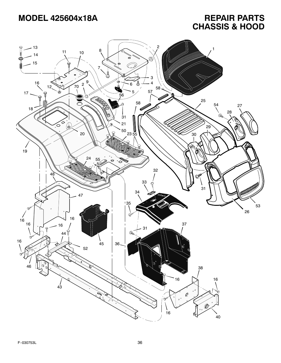 Chassis & hood | Murray 425604x18A User Manual | Page 36 / 52