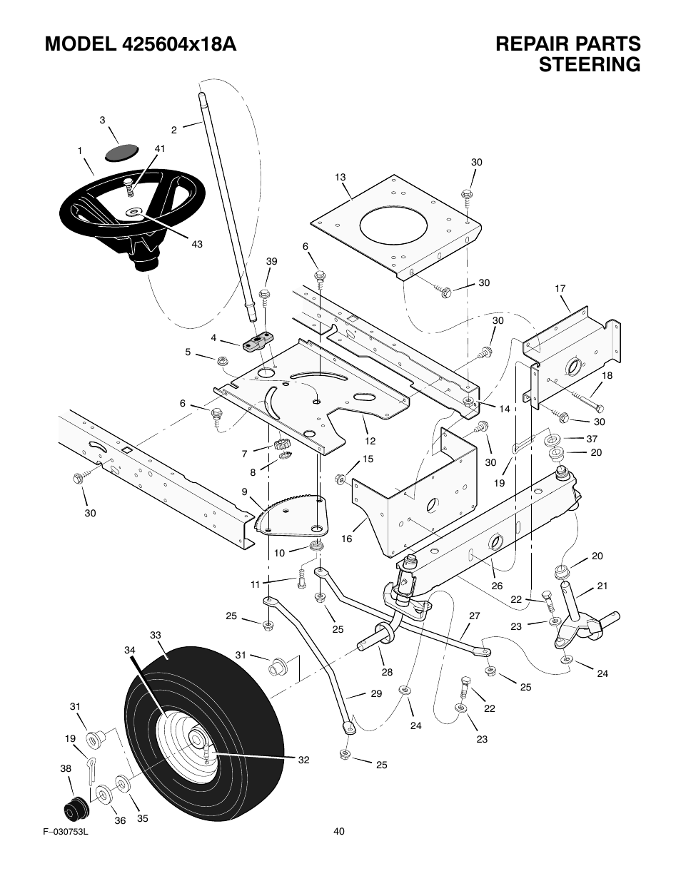 Steering | Murray 425604x18A User Manual | Page 40 / 52