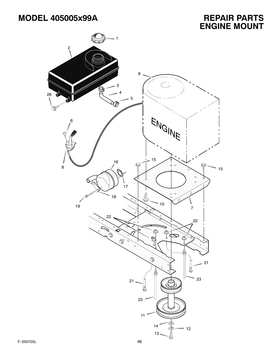 Engine mount | Murray 405005x99A User Manual | Page 46 / 52