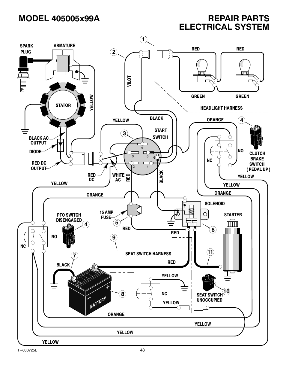 Electrical system | Murray 405005x99A User Manual | Page 48 / 52