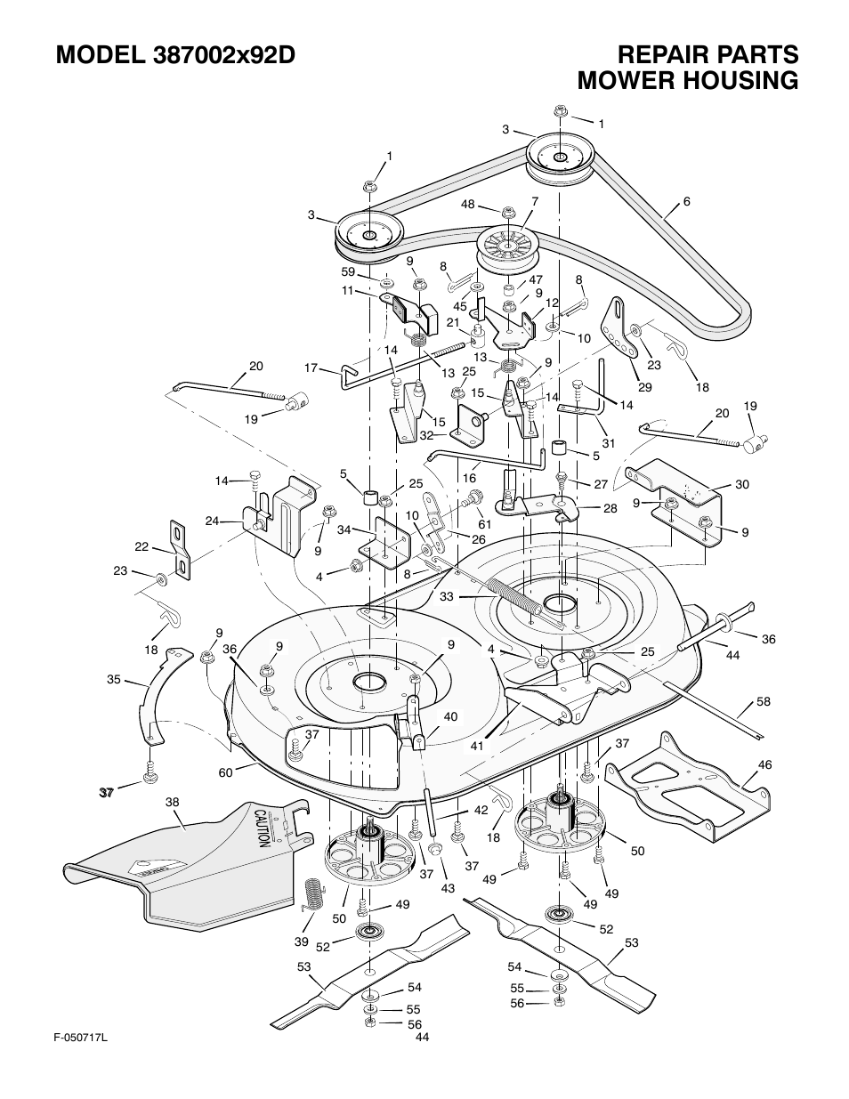 Mower housing | Murray 387002x92D User Manual | Page 44 / 52