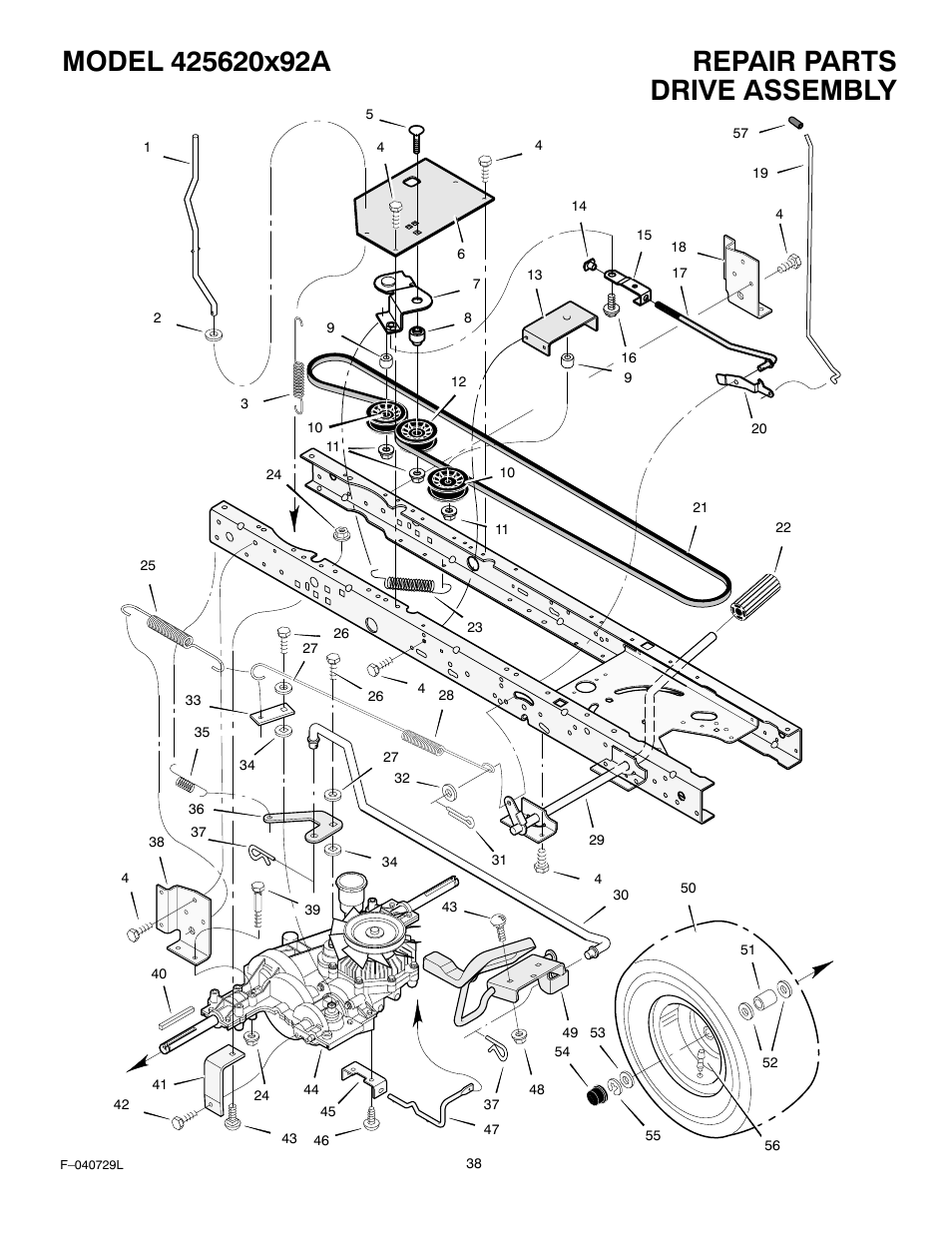 Drive assembly | Murray 425620x92A User Manual | Page 38 / 52