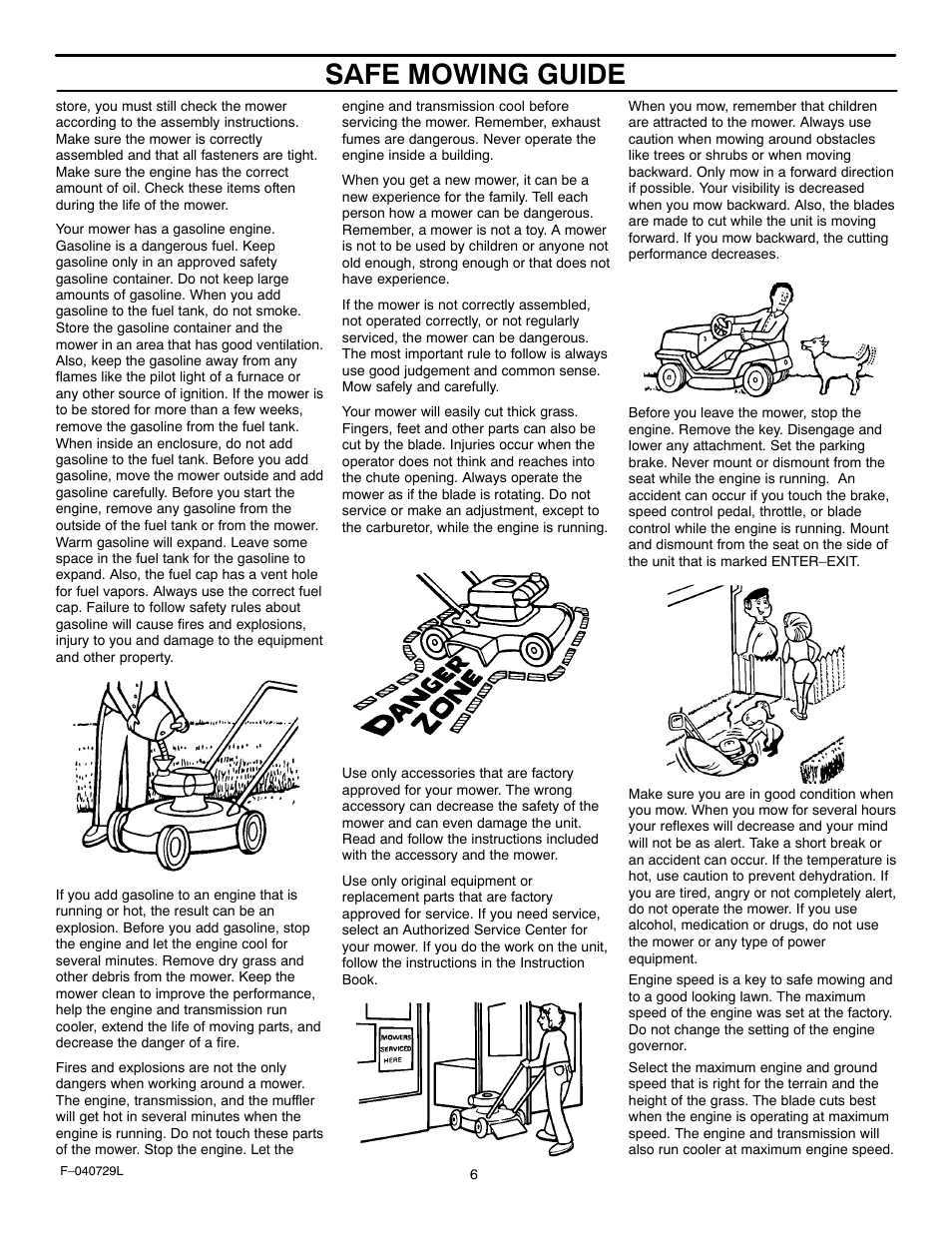 Safe mowing guide | Murray 425620x92A User Manual | Page 6 / 52