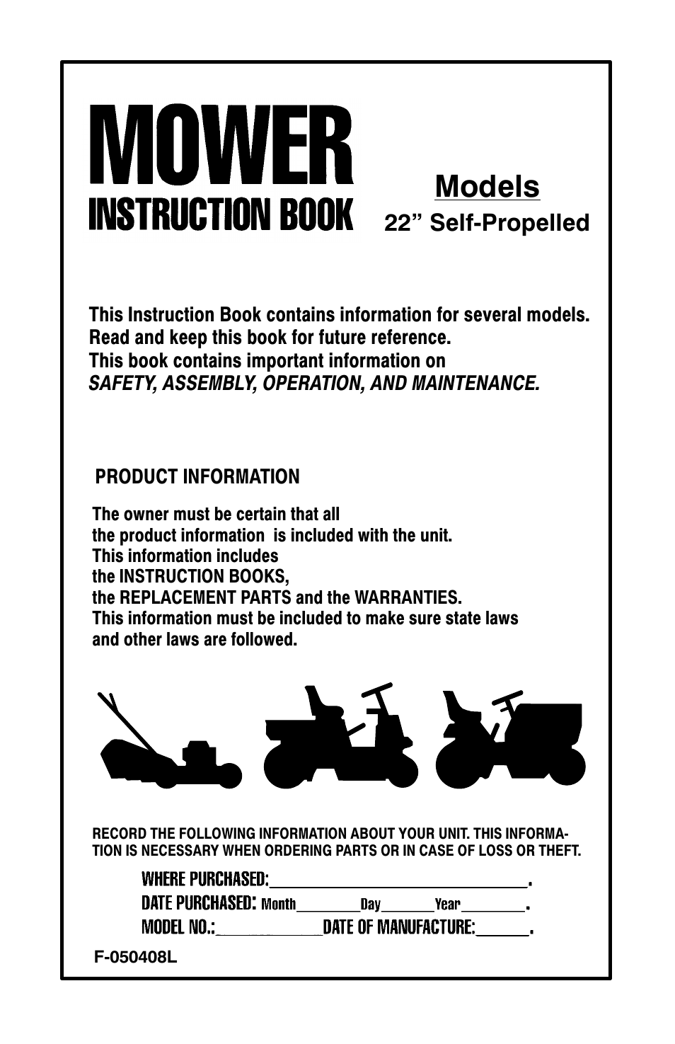 Murray 22" Self-Propelled User Manual | 40 pages