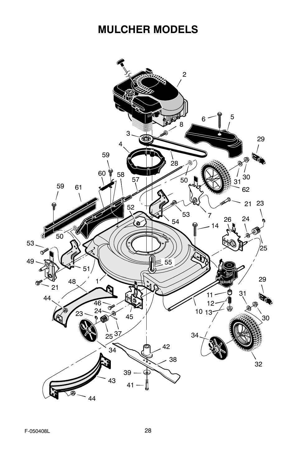 Mulcher models | Murray 22" Self-Propelled User Manual | Page 28 / 40