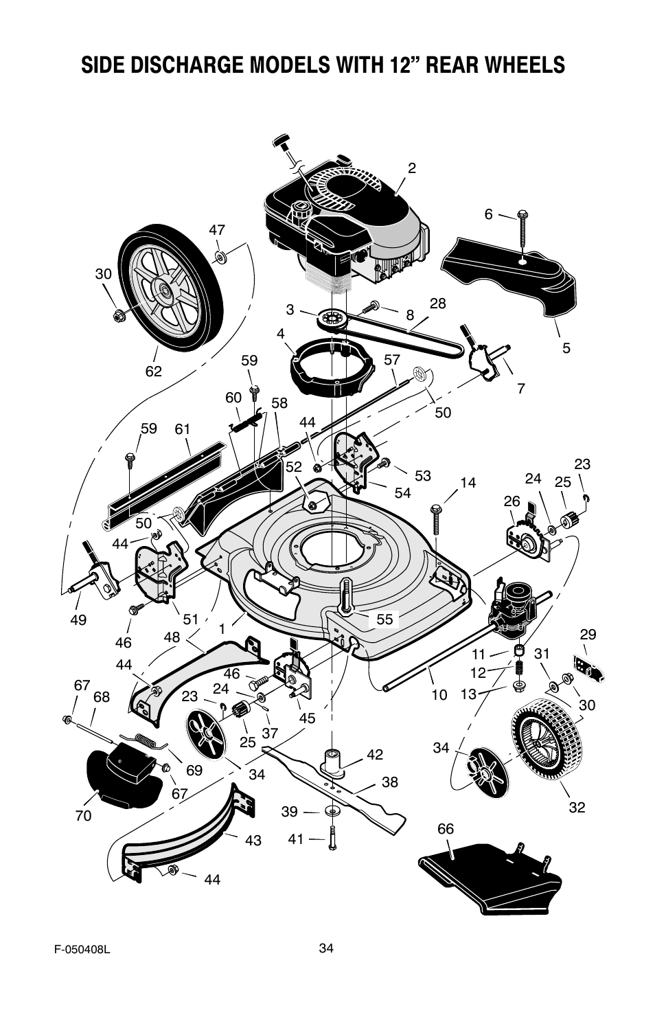 Side discharge models with 12" rear wheels | Murray 22" Self-Propelled User Manual | Page 34 / 40