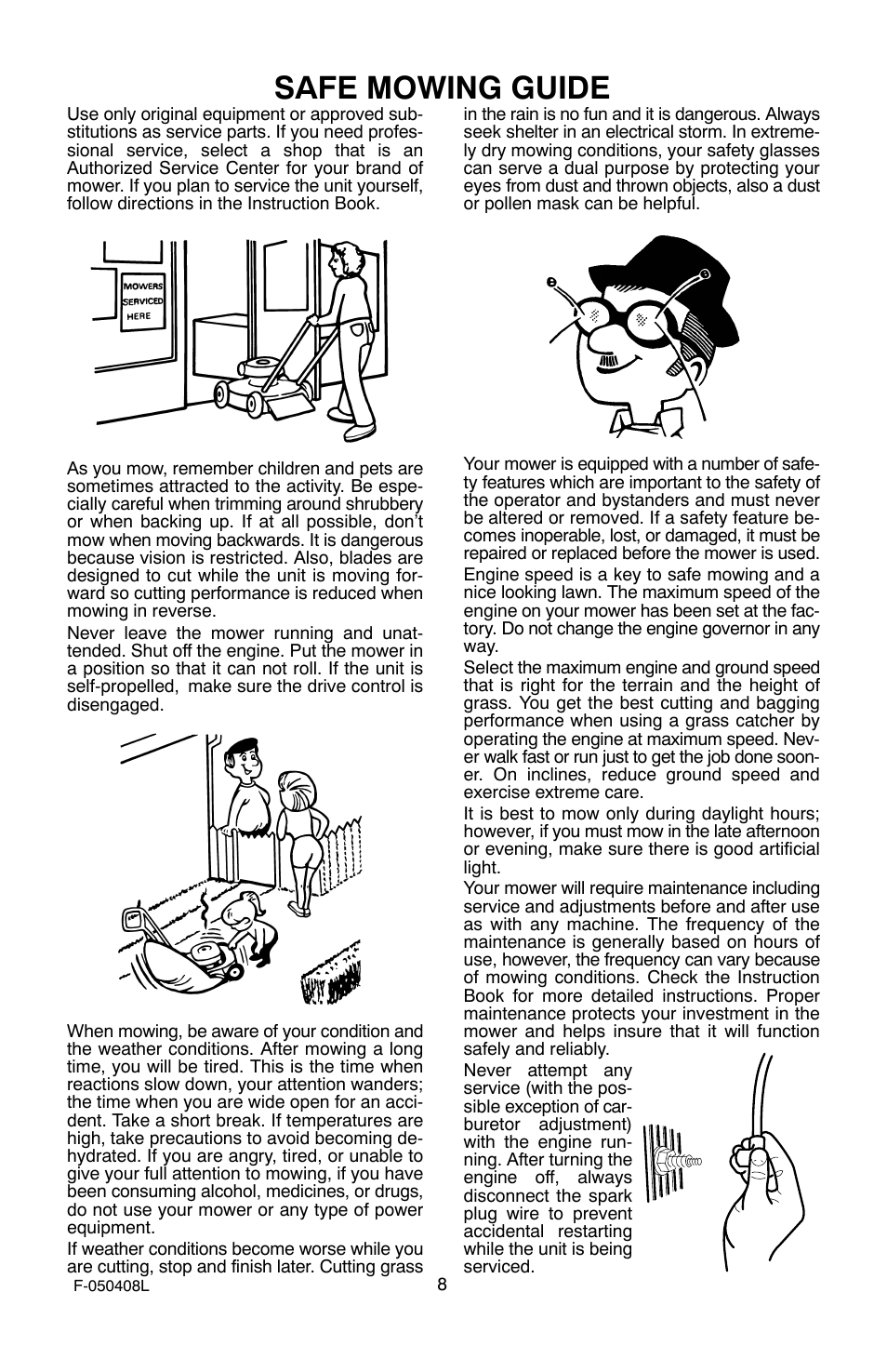 Safe mowing guide | Murray 22" Self-Propelled User Manual | Page 8 / 40