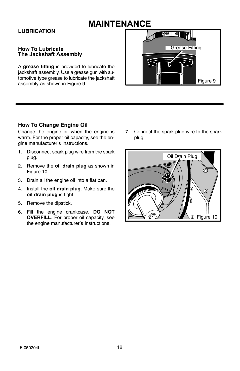 Maintenance | Murray TM6100X5A User Manual | Page 12 / 24