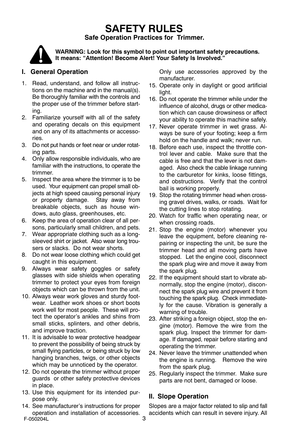 Safety rules | Murray TM6100X5A User Manual | Page 3 / 24