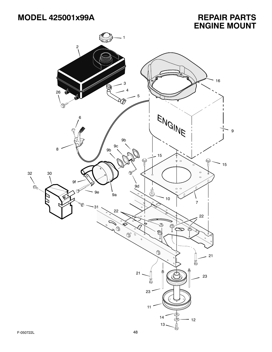 Engine mount | Murray 425001x99A User Manual | Page 48 / 56