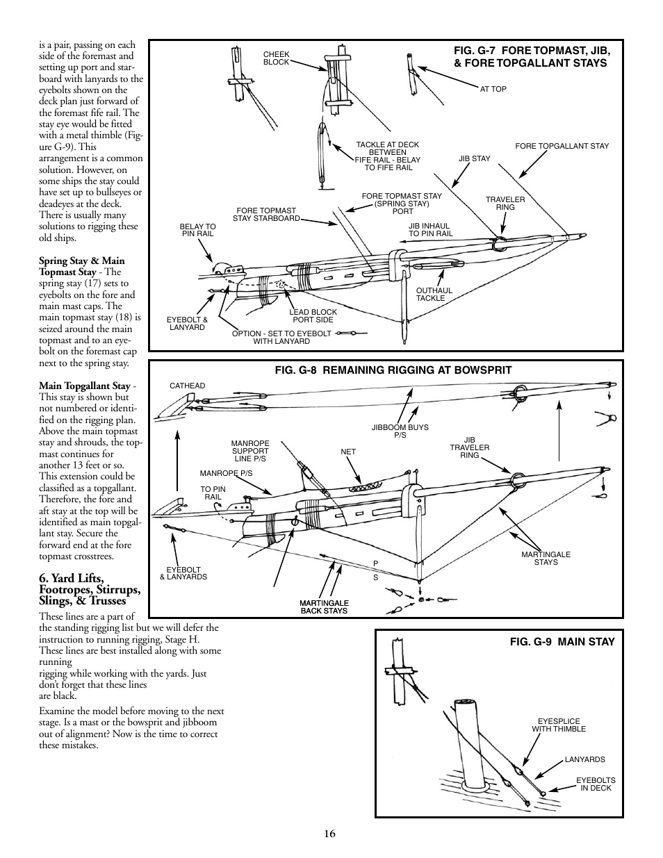 Yard lifts, footropes, stirrups, slings, & trusses | Model Shipways 2003 User Manual | Page 16 / 24