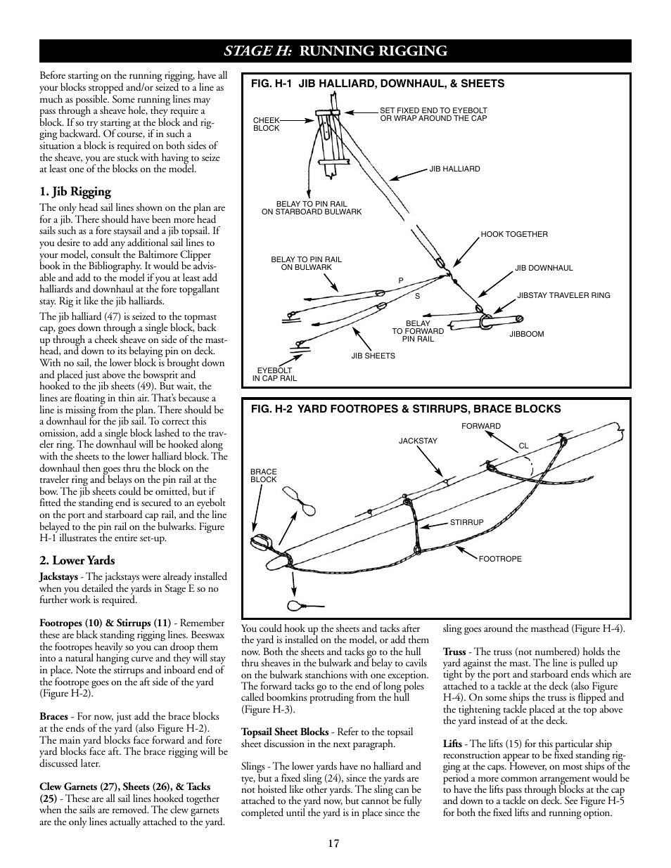 Stage h: running rigging, Jib rigging, Lower yards | Model Shipways 2003 User Manual | Page 17 / 24