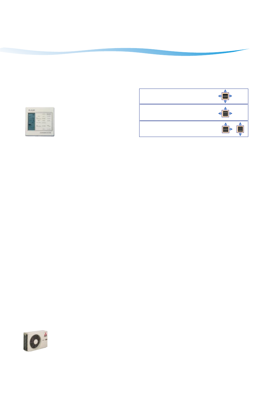 Large area cooling and heating made simple, Intelligent, Remote controller | Outdoor compressor unit, Air flow, Redi-charged system, Hot start system | MITSUBISHI ELECTRIC Mr. Slim PC24EK User Manual | Page 8 / 11