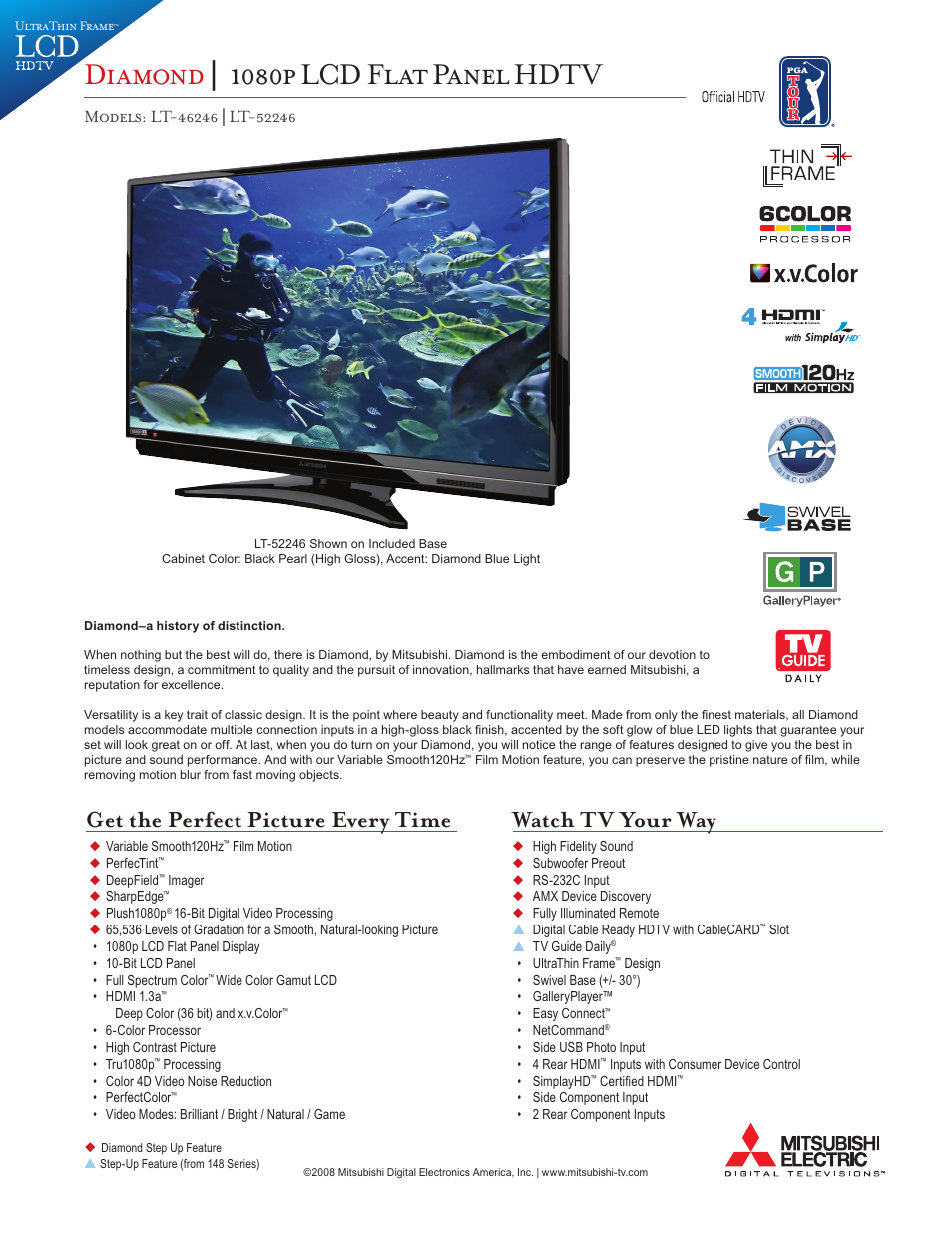 MITSUBISHI ELECTRIC Diamond LT-46246 User Manual | 2 pages