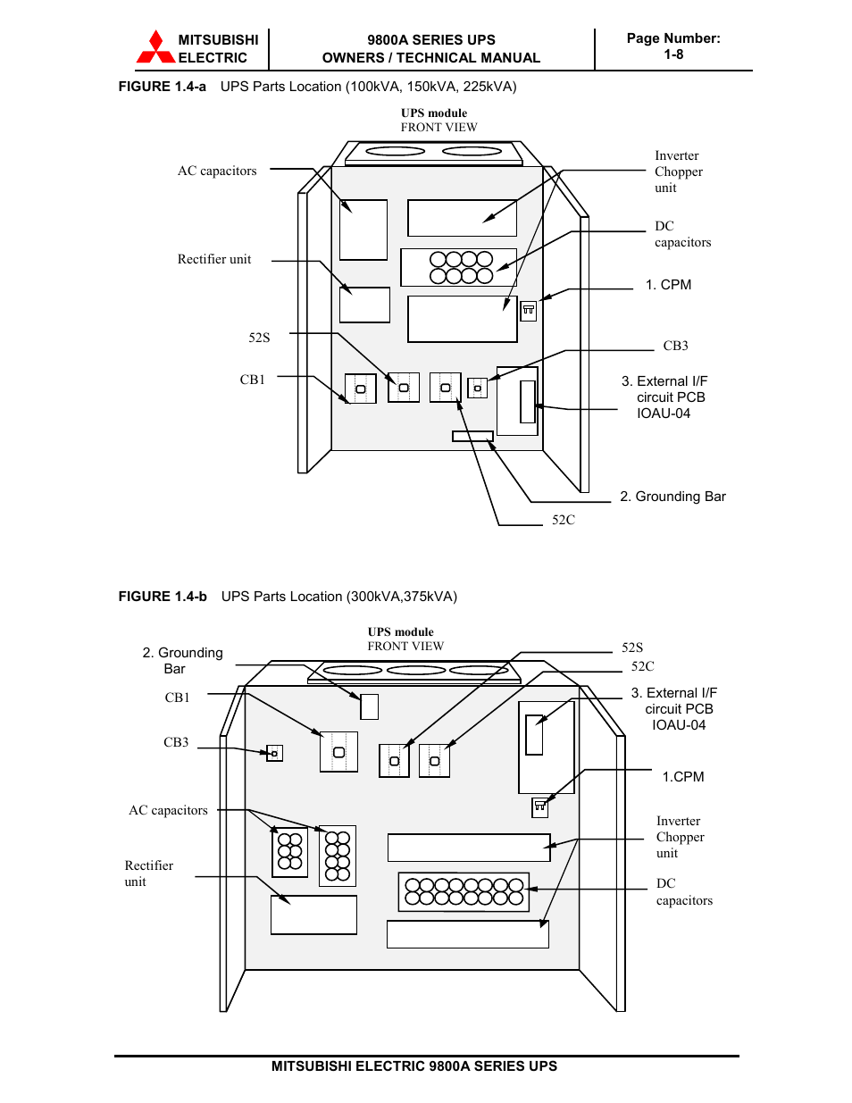 MITSUBISHI ELECTRIC 9800A SERIES UPS systems User Manual | Page 14 / 70