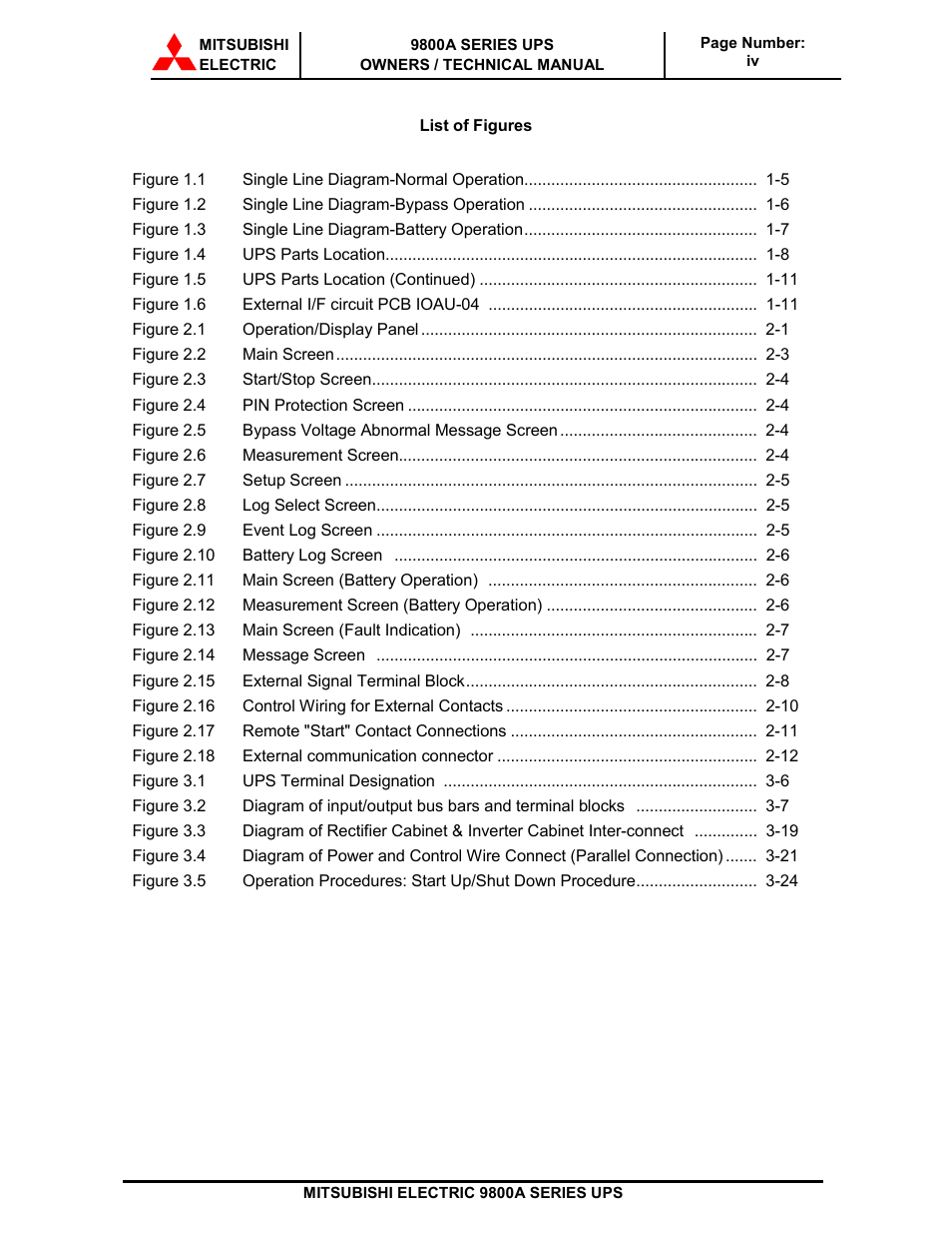 MITSUBISHI ELECTRIC 9800A SERIES UPS systems User Manual | Page 5 / 70