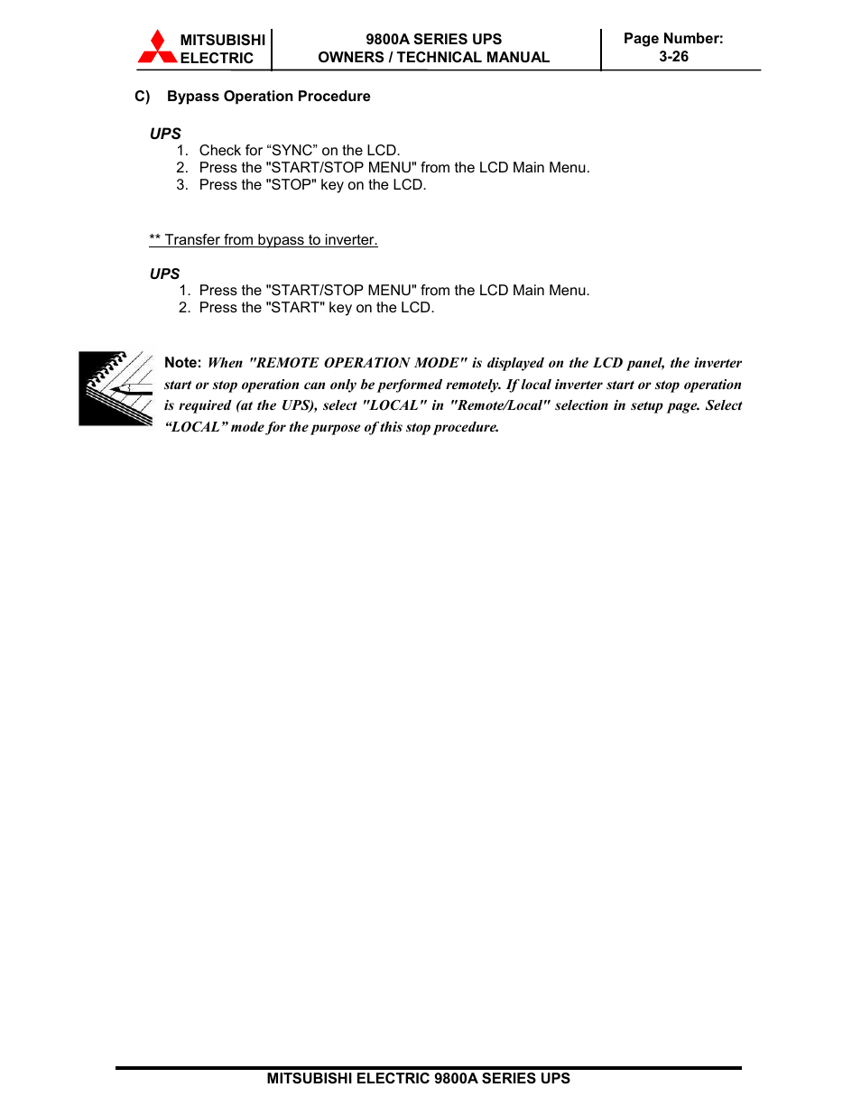 MITSUBISHI ELECTRIC 9800A SERIES UPS systems User Manual | Page 59 / 70