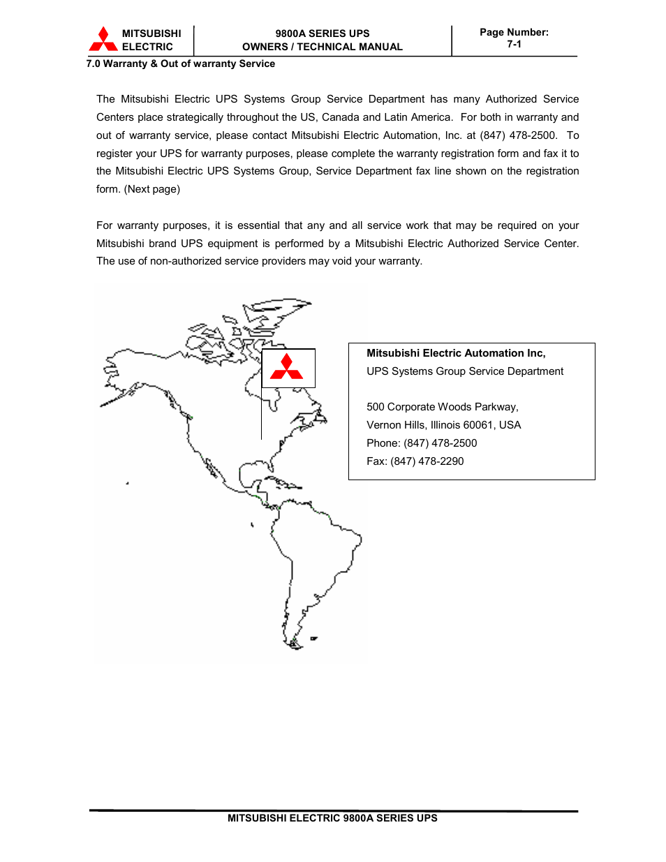 MITSUBISHI ELECTRIC 9800A SERIES UPS systems User Manual | Page 69 / 70