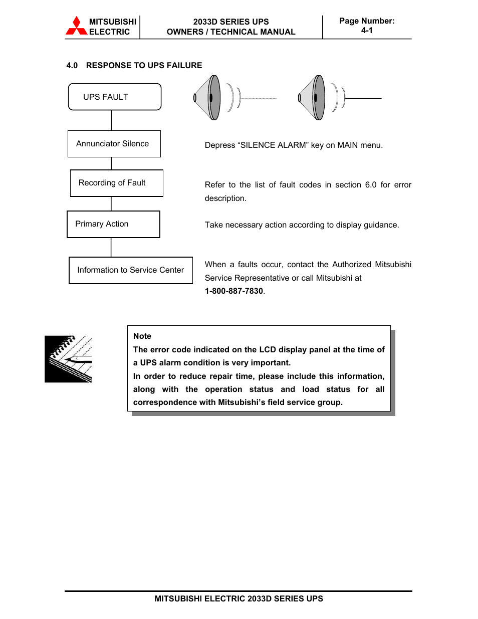 MITSUBISHI ELECTRIC 2033D SERIES UPS systems User Manual | Page 46 / 54