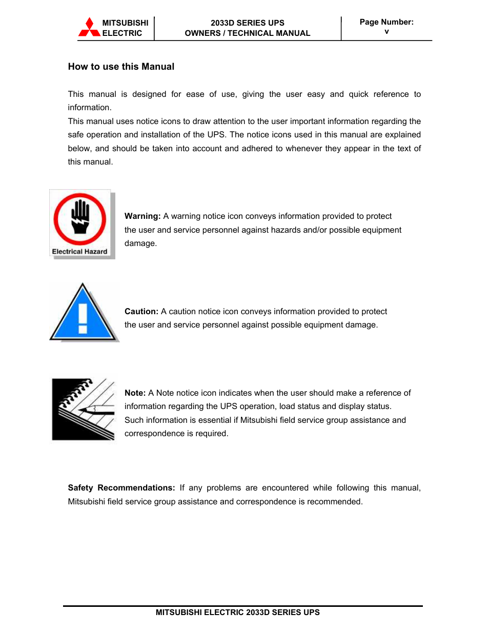 MITSUBISHI ELECTRIC 2033D SERIES UPS systems User Manual | Page 6 / 54