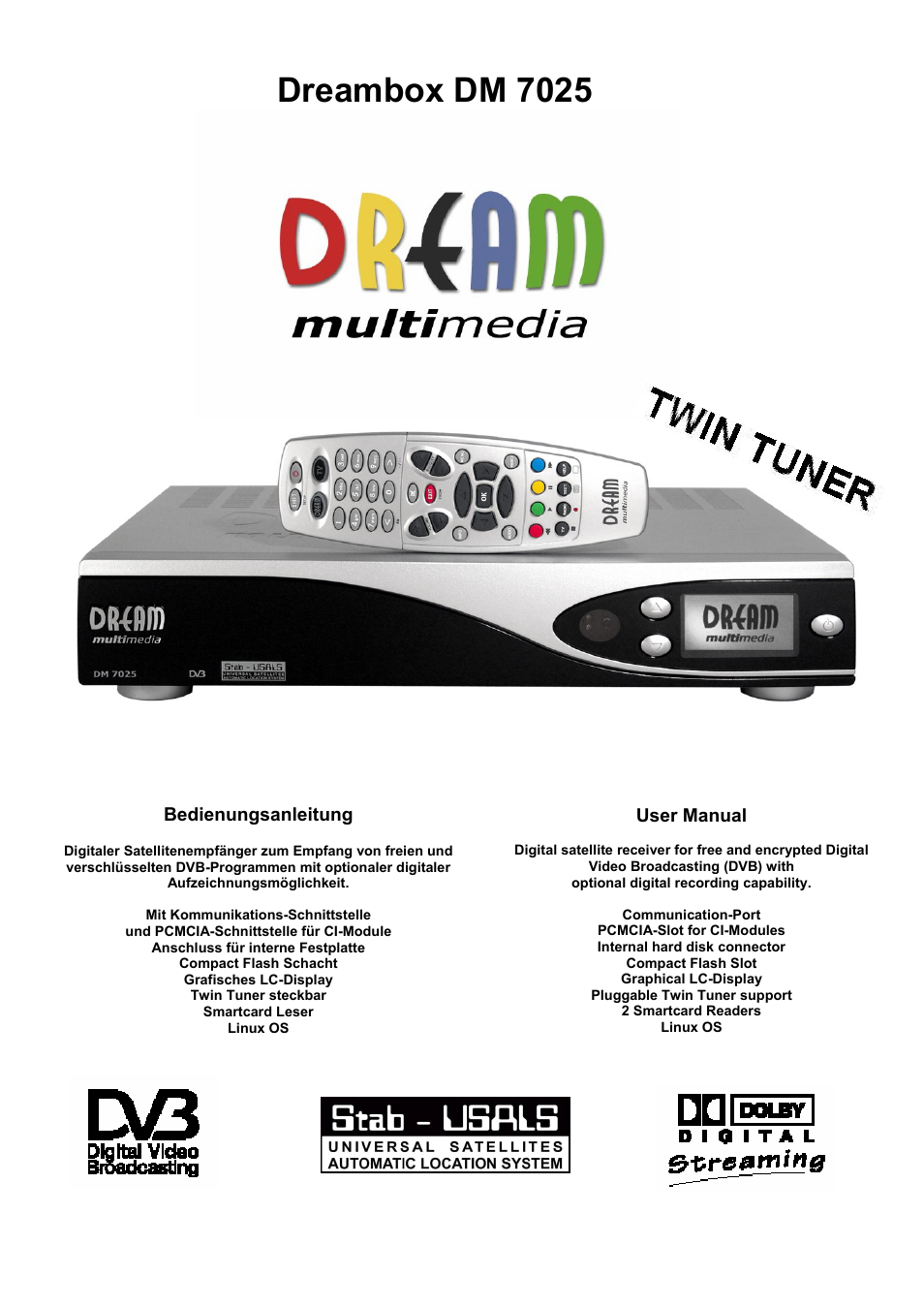 Dream Multimedia Dreambox DM 7025 User Manual | 91 pages