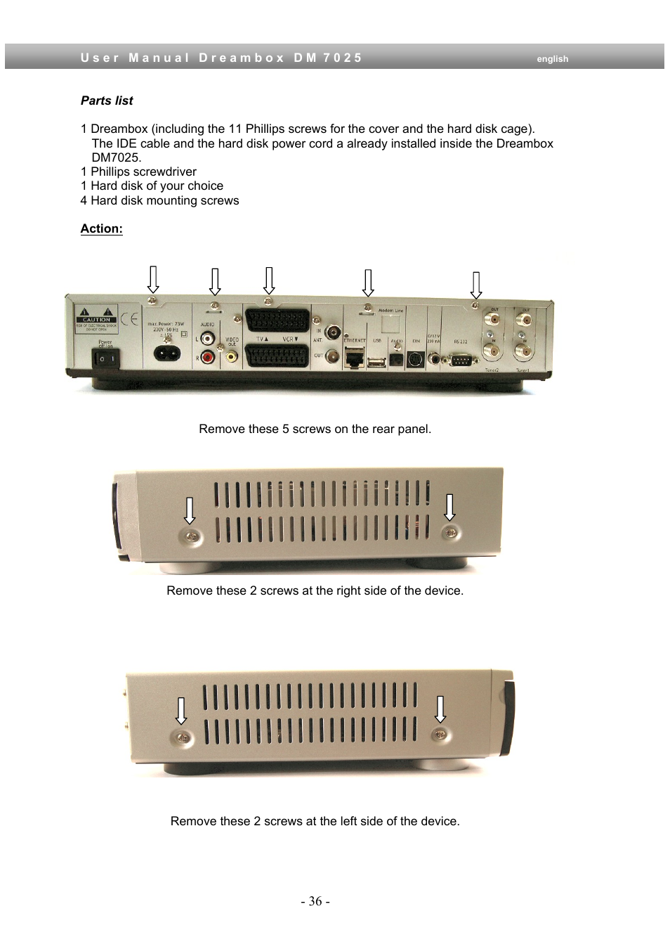 Dream Multimedia Dreambox DM 7025 User Manual | Page 36 / 91