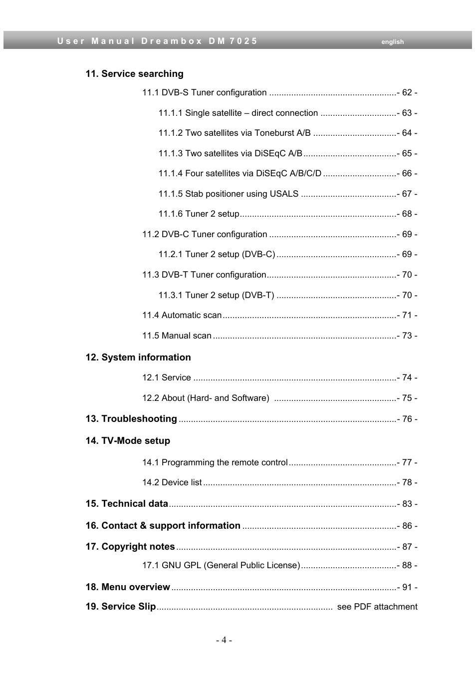 Dream Multimedia Dreambox DM 7025 User Manual | Page 4 / 91