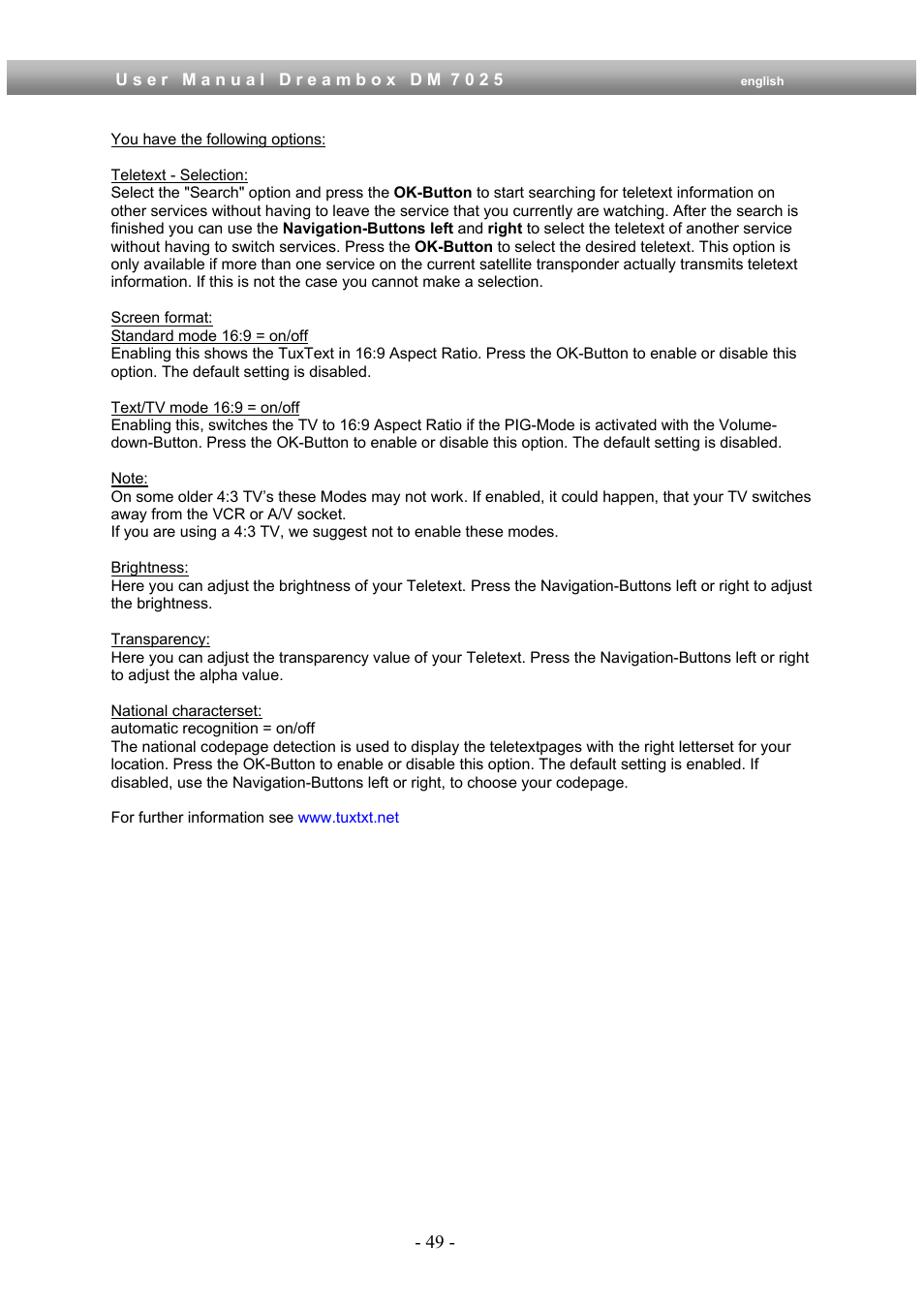 Dream Multimedia Dreambox DM 7025 User Manual | Page 49 / 91