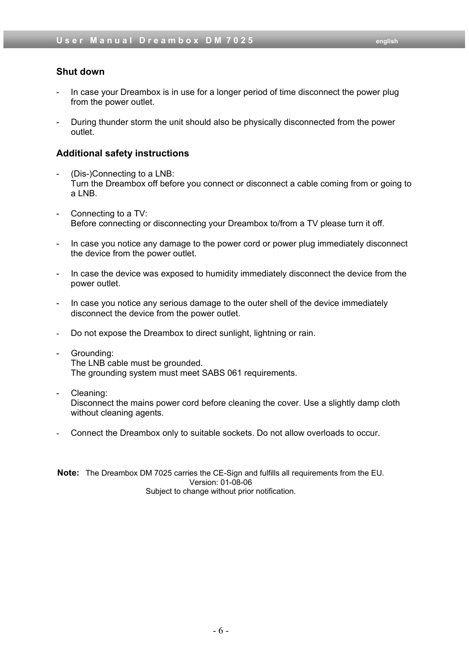 Dream Multimedia Dreambox DM 7025 User Manual | Page 6 / 91