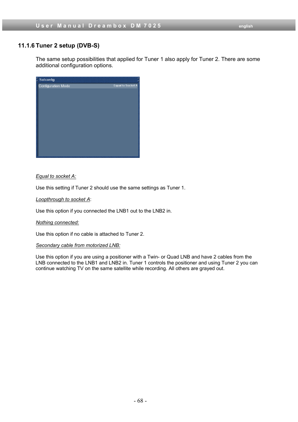 6 tuner 2 setup (dvb-s) | Dream Multimedia Dreambox DM 7025 User Manual | Page 68 / 91