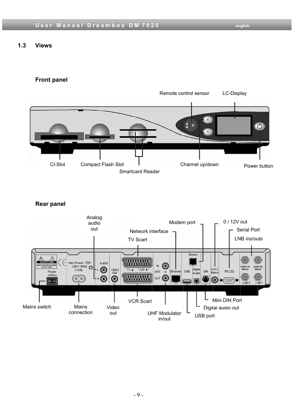3 views | Dream Multimedia Dreambox DM 7025 User Manual | Page 9 / 91