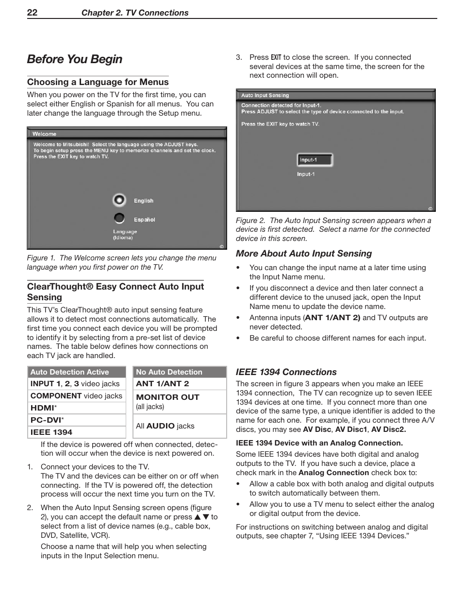 Before you begin | MITSUBISHI ELECTRIC WD-52631 User Manual | Page 22 / 108