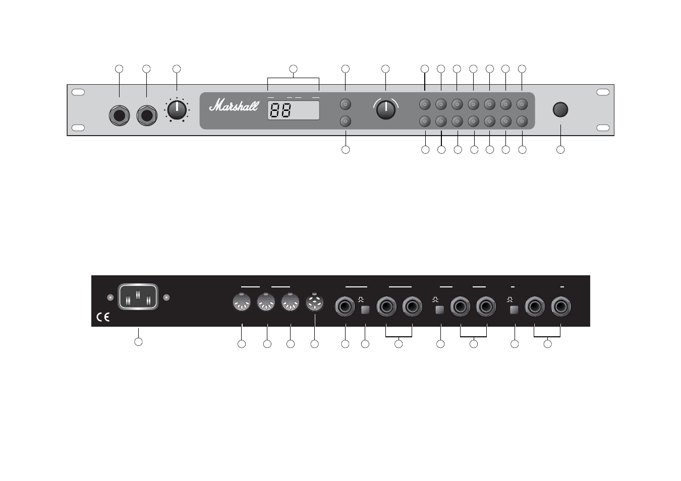 Front & rear panels | Marshalls plc MIDI JMP-1 User Manual | Page 15 / 15