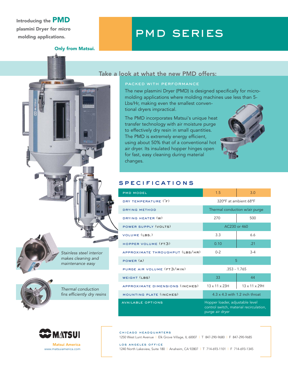 Pmd series, Take a look at what the new pmd offers | Matsui America plas-aid PMD Series User Manual | Page 2 / 2