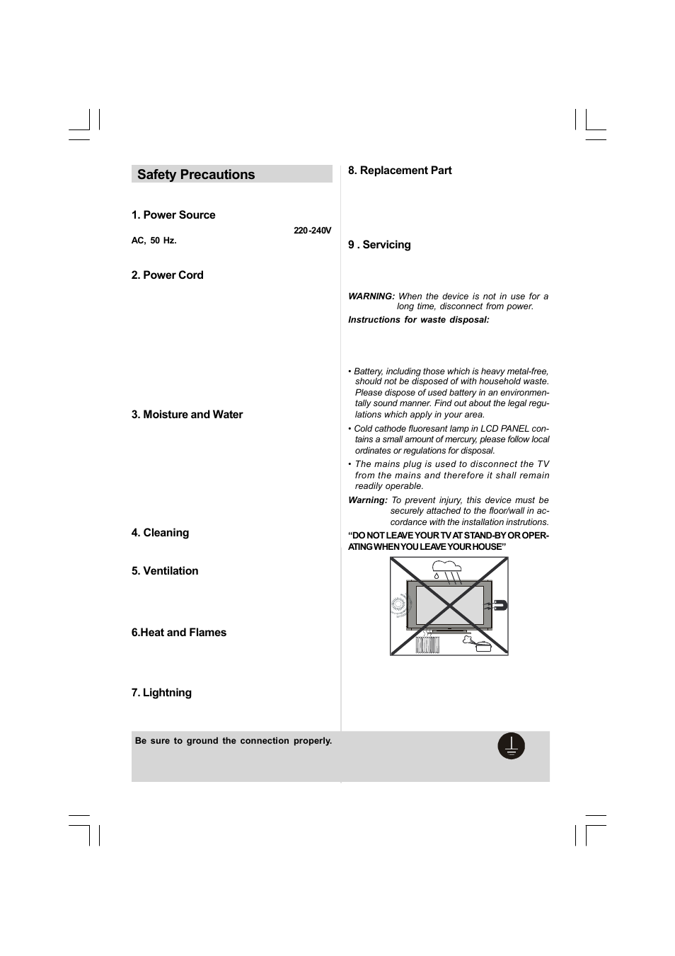 Safety precautions | Matsui America MAT42LW507E User Manual | Page 2 / 19
