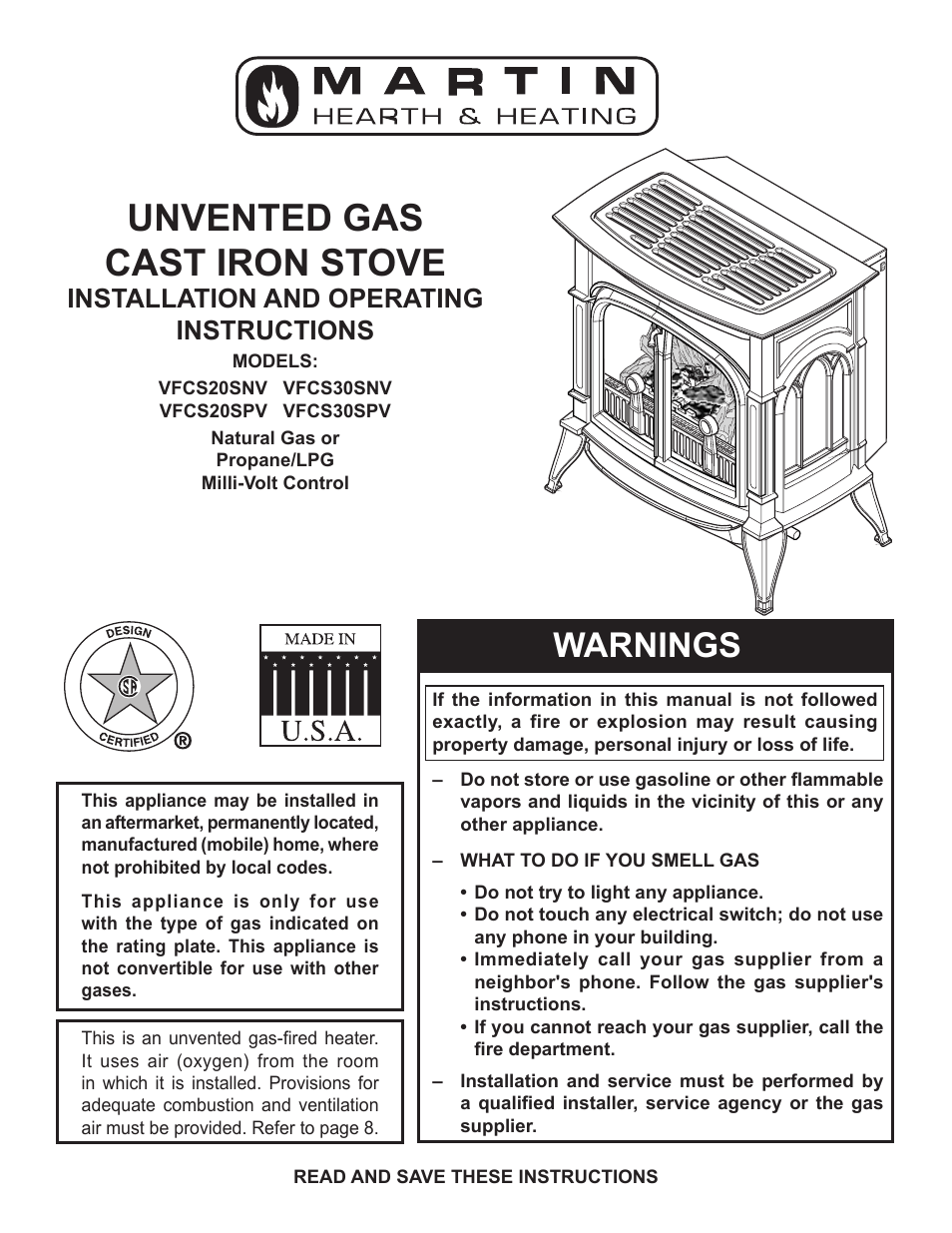 Martin Fireplaces VFCS20SNV User Manual | 32 pages
