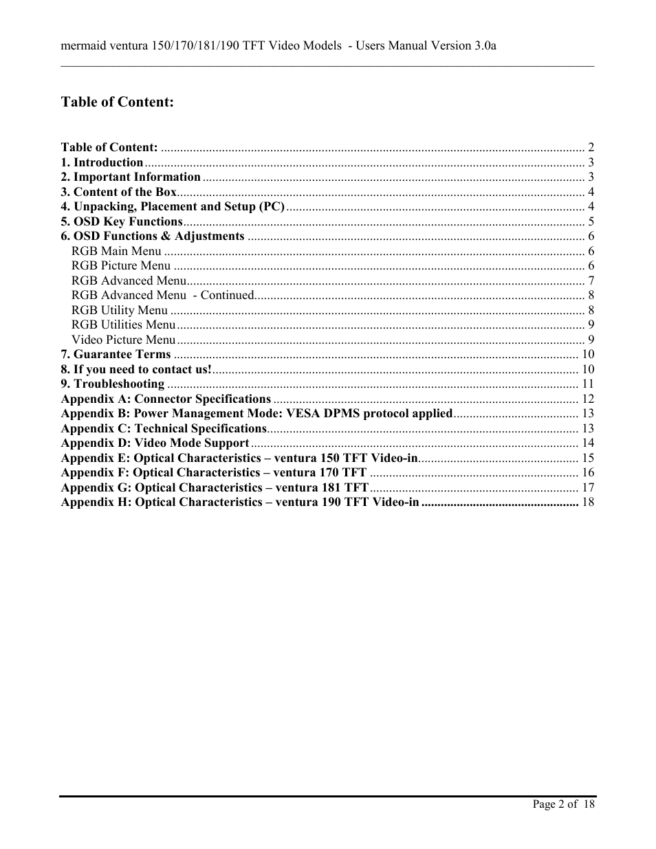 Mermaid Technology 150170181190 User Manual | Page 2 / 18