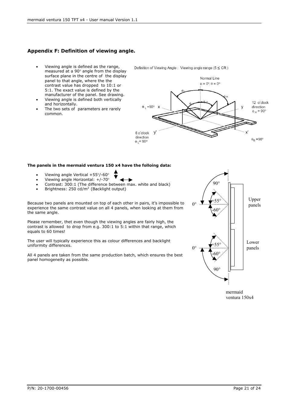 Appendix f: definition of viewing angle. 21 | Mermaid Technology 150 User Manual | Page 21 / 24