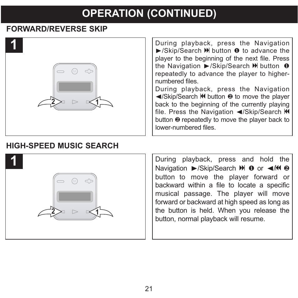 Operation (continued) | Memorex CLIP & PLAY MMP8001 User Manual | Page 22 / 70