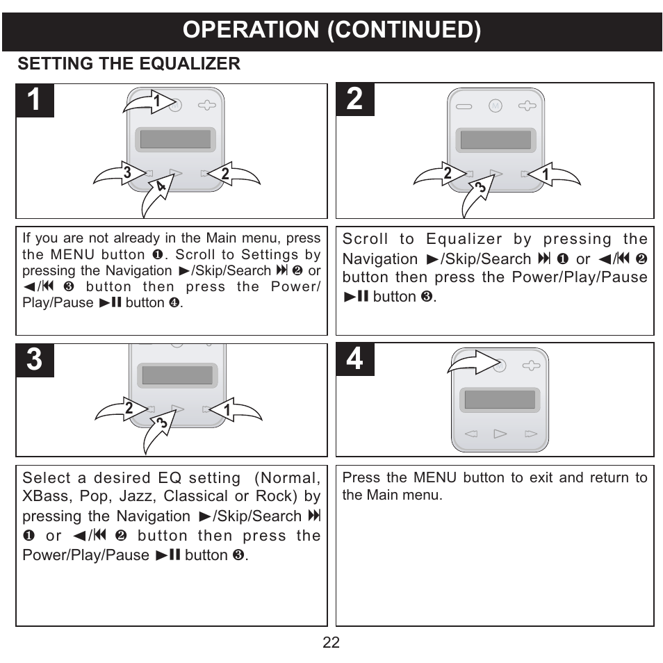 Operation (continued) | Memorex CLIP & PLAY MMP8001 User Manual | Page 23 / 70