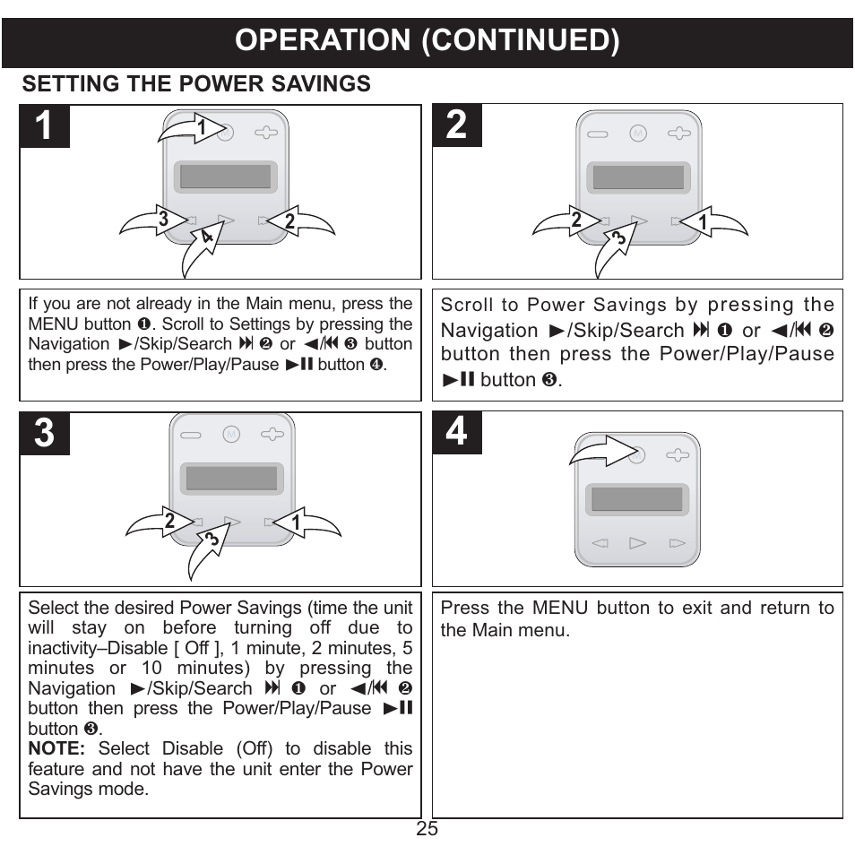 Operation (continued) | Memorex CLIP & PLAY MMP8001 User Manual | Page 26 / 70