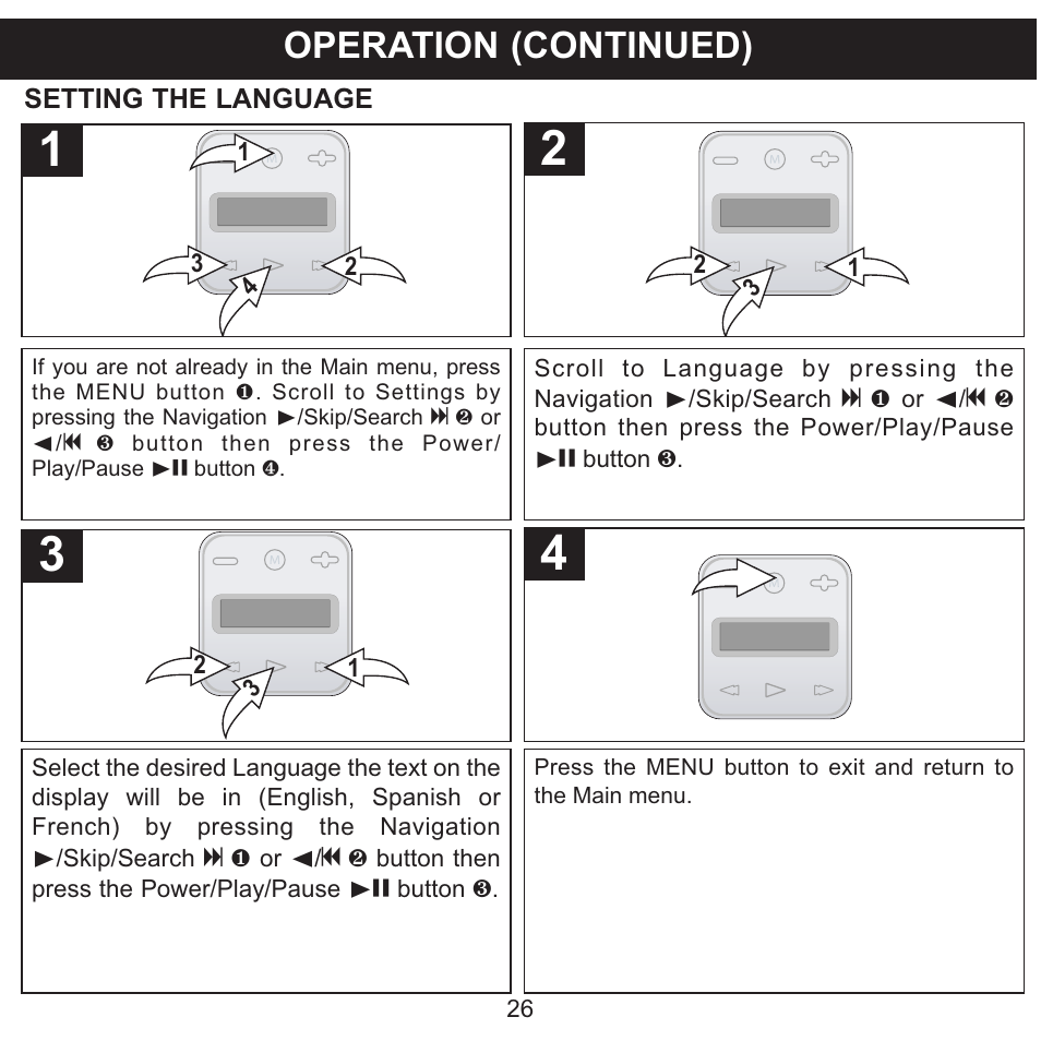 Operation (continued) | Memorex CLIP & PLAY MMP8001 User Manual | Page 27 / 70