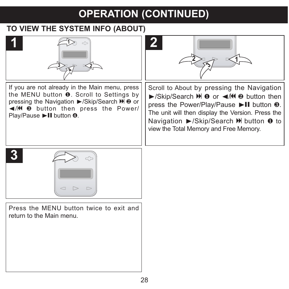 Operation (continued) | Memorex CLIP & PLAY MMP8001 User Manual | Page 29 / 70