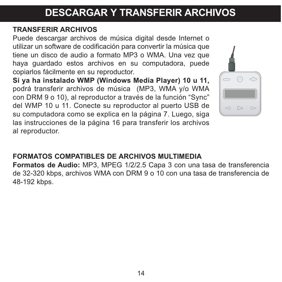 Descargar y transferir archivos | Memorex CLIP & PLAY MMP8001 User Manual | Page 49 / 70