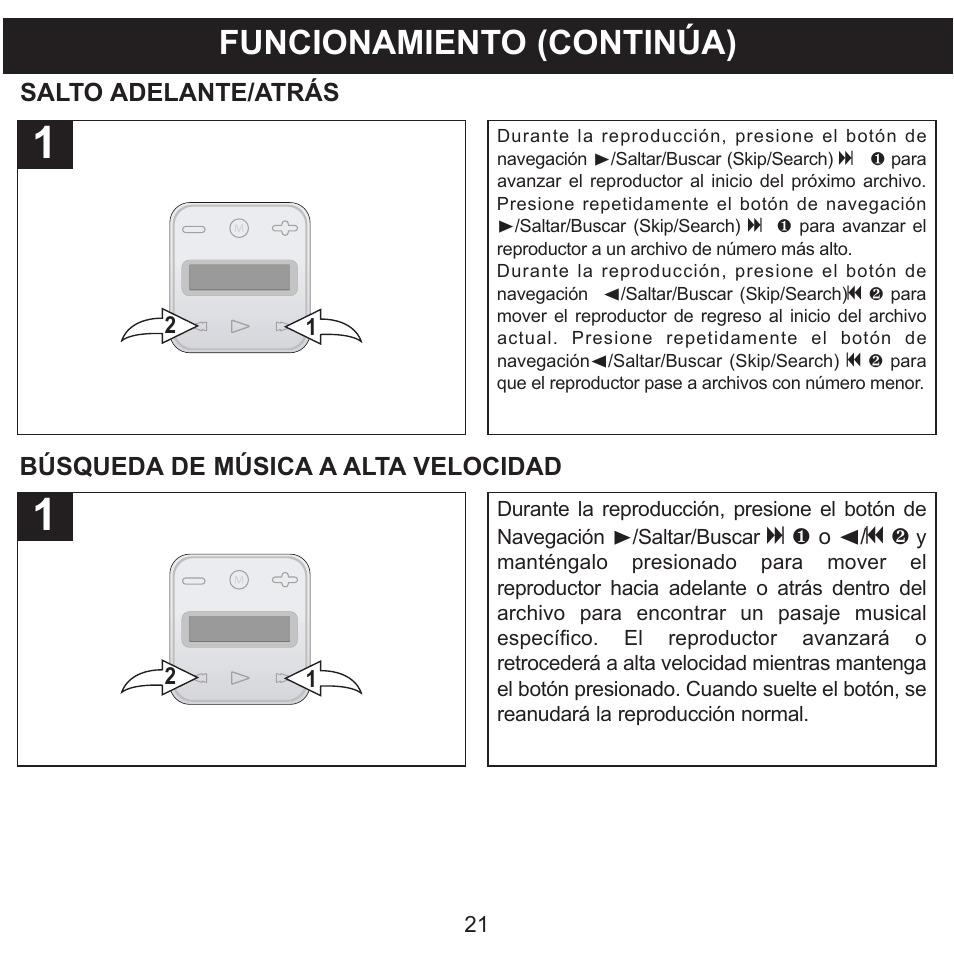 Funcionamiento (continúa) | Memorex CLIP & PLAY MMP8001 User Manual | Page 56 / 70