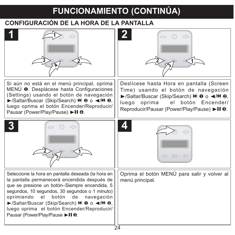 Funcionamiento (continúa) | Memorex CLIP & PLAY MMP8001 User Manual | Page 59 / 70